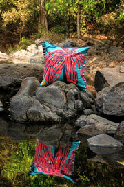 PRINT & PATTERN CUSHIONS Cotton Flower Coral Sky Cushion Cover (46 X 46 Cm)