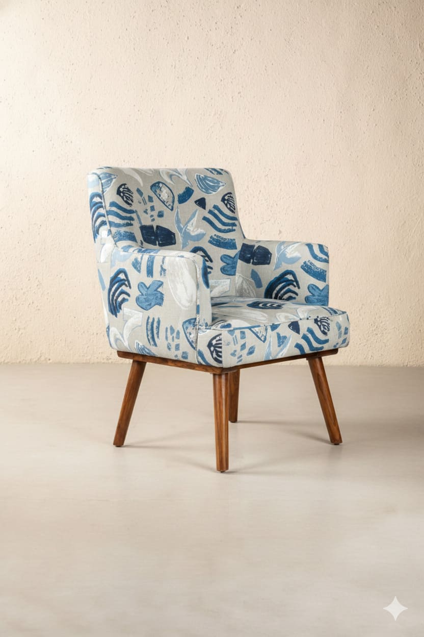 PRINT & PATTERN UPHOLSTERY FABRICS Crayon Printed Upholstery Fabric (Coastal Blue)