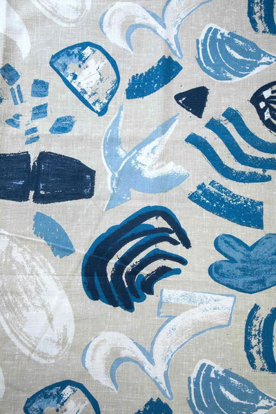 PRINT & PATTERN UPHOLSTERY FABRICS Crayon Printed Upholstery Fabric (Coastal Blue)