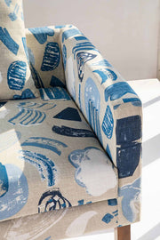 PRINT & PATTERN UPHOLSTERY FABRICS Crayon Printed Upholstery Fabric (Coastal Blue)