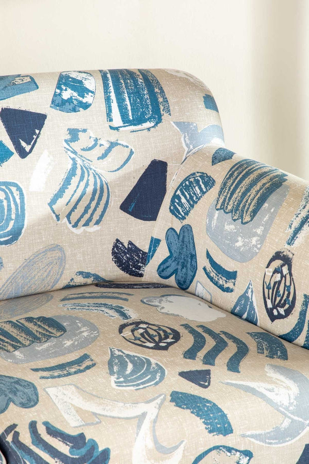 PRINT & PATTERN UPHOLSTERY FABRICS Crayon Printed Upholstery Fabric (Coastal Blue)