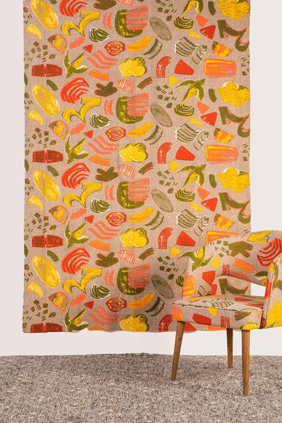 PRINT & PATTERN UPHOLSTERY FABRICS Crayon Printed Upholstery Fabric (Peach)