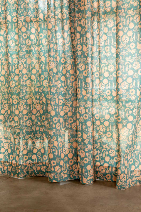 CURTAINS Creatures Of The Night Blue Coral Sheer Curtain