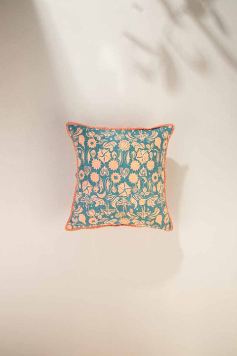 PRINT & PATTERN CUSHIONS Creatures Of The Night Blue Coral Cushion Cover (41 Cm X 41 Cm)