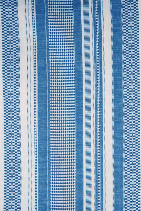 PRINT & PATTERN HEAVY FABRICS Dabi Patterned Heavy Fabric And Curtains (Blue And White)
