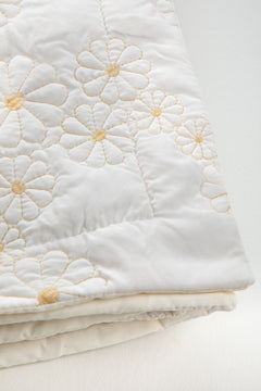 SOLID & TEXTURED BEDCOVERS Daisy Field  Ecru Quilted Bedcover