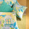 Damask Birds Yellow And Blue Cushion Cover (46 X 46 Cm)