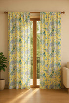 Damask Rose Butter Yellow Cotton Drapes And Blinds