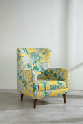 PRINT & PATTERN UPHOLSTERY FABRICS Damask Rose Butter Yellow Printed Upholstery Fabric