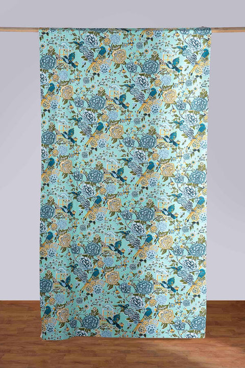 PRINT & PATTERN HEAVY FABRICS Damask Rose Printed Heavy Fabric And Curtains (Mint)