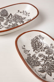 DINING ACCESSORIES Damask Rose  Ceramic Rectangle Palette (Set Of 2)