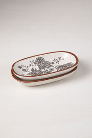 DINING ACCESSORIES Damask Rose  Ceramic Rectangle Palette (Set Of 2)