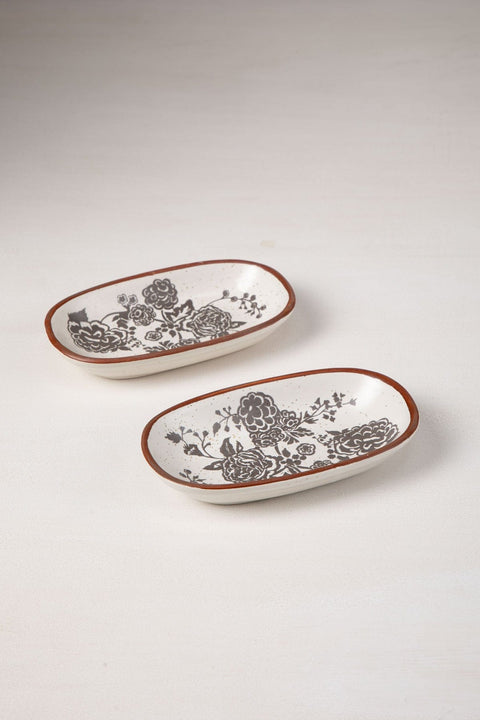 DINING ACCESSORIES Damask Rose  Ceramic Rectangle Palette (Set Of 2)