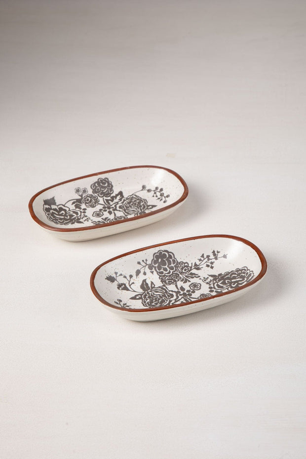 DINING ACCESSORIES Damask Rose  Ceramic Rectangle Palette (Set Of 2)