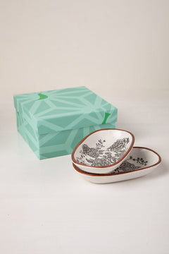 DINING ACCESSORIES Damask Rose  Ceramic Rectangle Palette (Set Of 2)