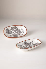 DINING ACCESSORIES Damask Rose  Ceramic Rectangle Palette (Set Of 2)