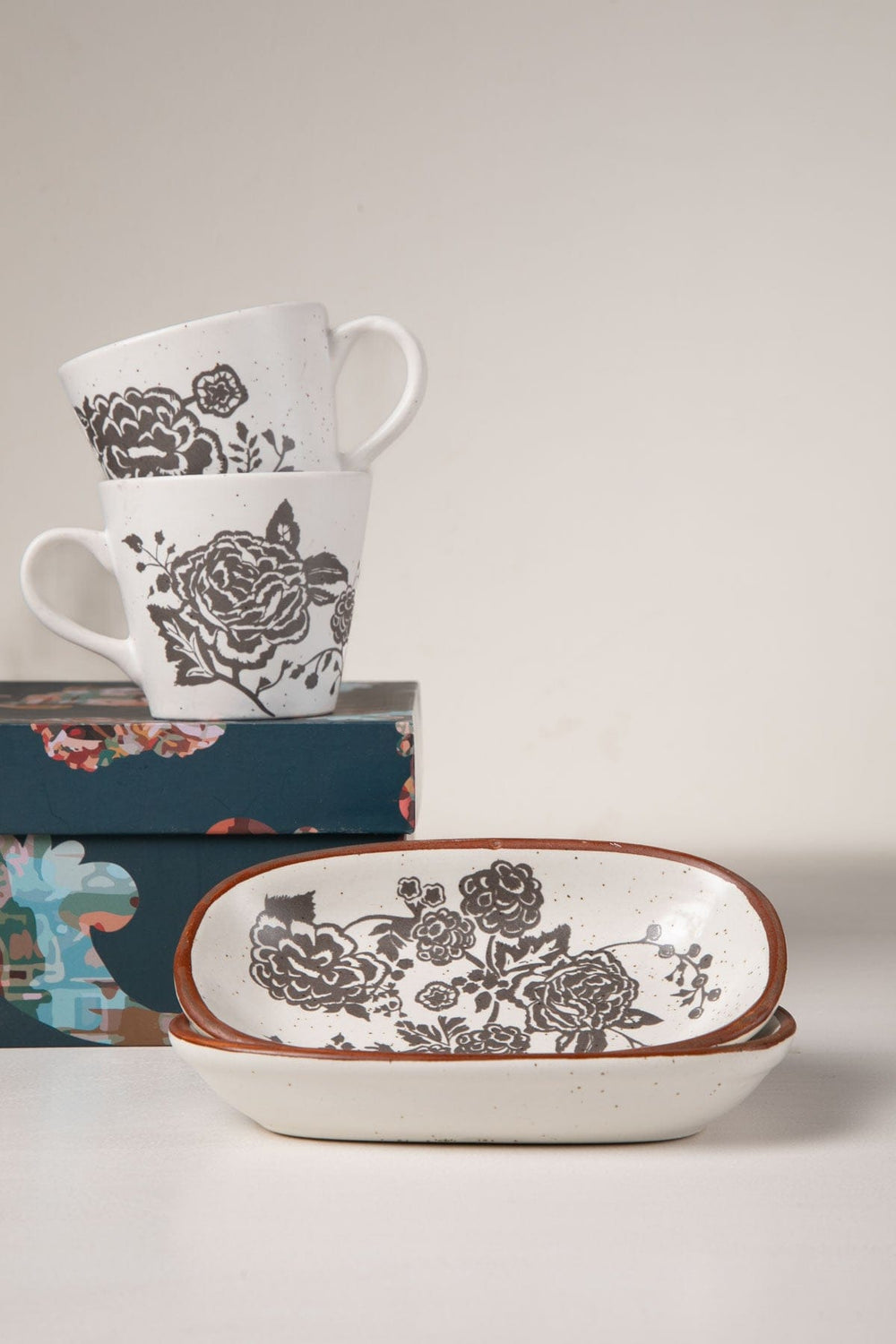 DINING ACCESSORIES Damask Rose  Ceramic Rectangle Palette (Set Of 2)