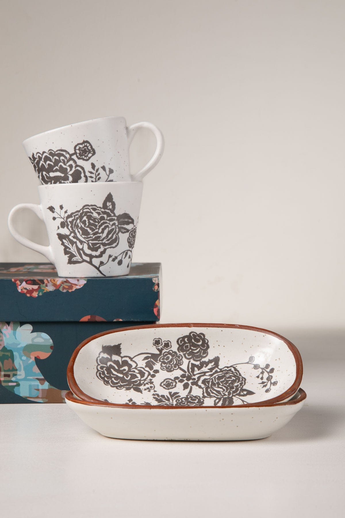 DINING ACCESSORIES Damask Rose  Ceramic Rectangle Palette (Set Of 2)