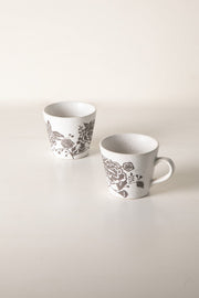 MUGS & CUPS Damask Rose Charcoal Espresso Mug (Set Of 2)