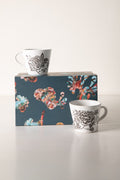 MUGS & CUPS Damask Rose Charcoal Espresso Mug (Set Of 2)