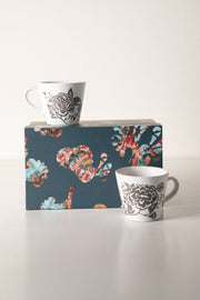 MUGS & CUPS Damask Rose Charcoal Espresso Mug (Set Of 2)