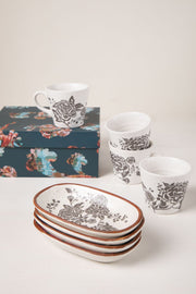 MUGS & CUPS Damask Rose Charcoal Espresso Mug (Set Of 2)