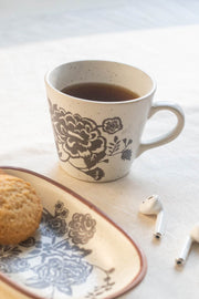 MUGS & CUPS Damask Rose Charcoal Espresso Mug (Set Of 2)