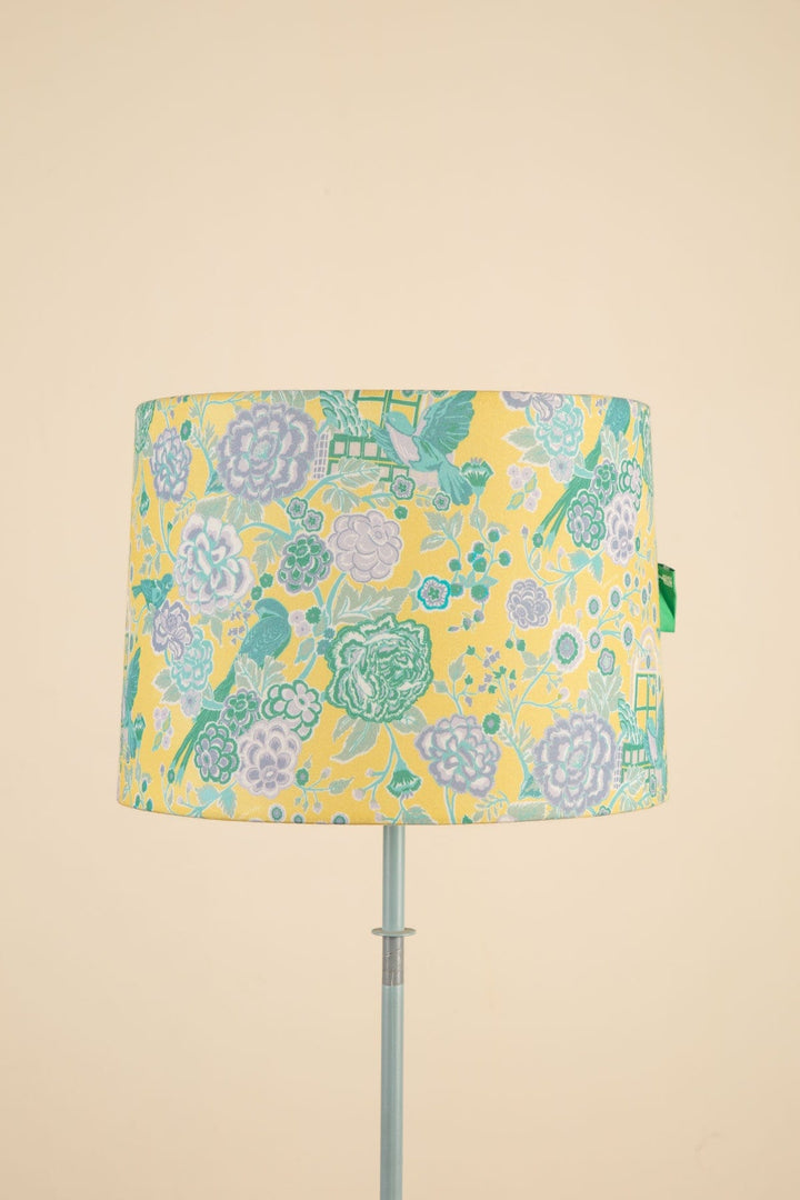 Damask Rose Medium Taper Drum Lampshade (Butter Yellow)
