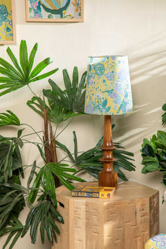 Turned Wood Natural Table Lamp