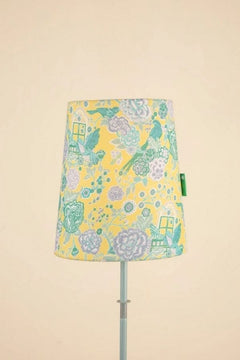 Damask Rose Small Taper Drum Lampshade (Butter Yellow)