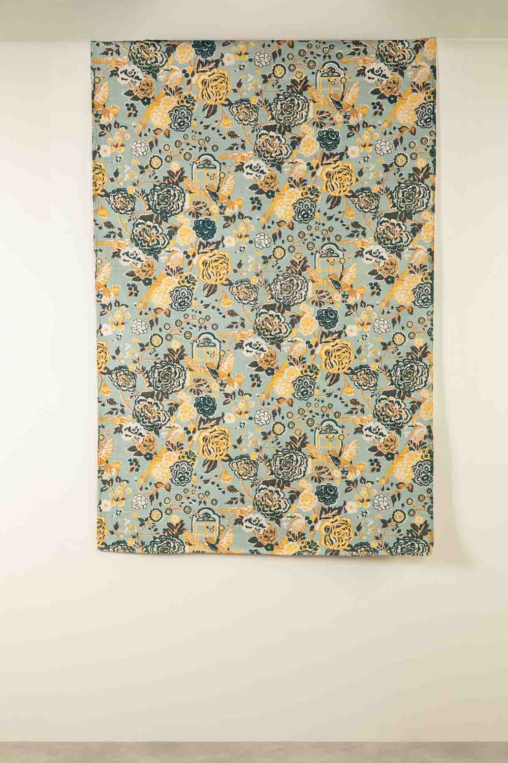 PRINT & PATTERN RUGS Damask Rose Printed Rug (Grey And Mint)