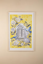 Damask Rose Window View Wall Art (Yellow)