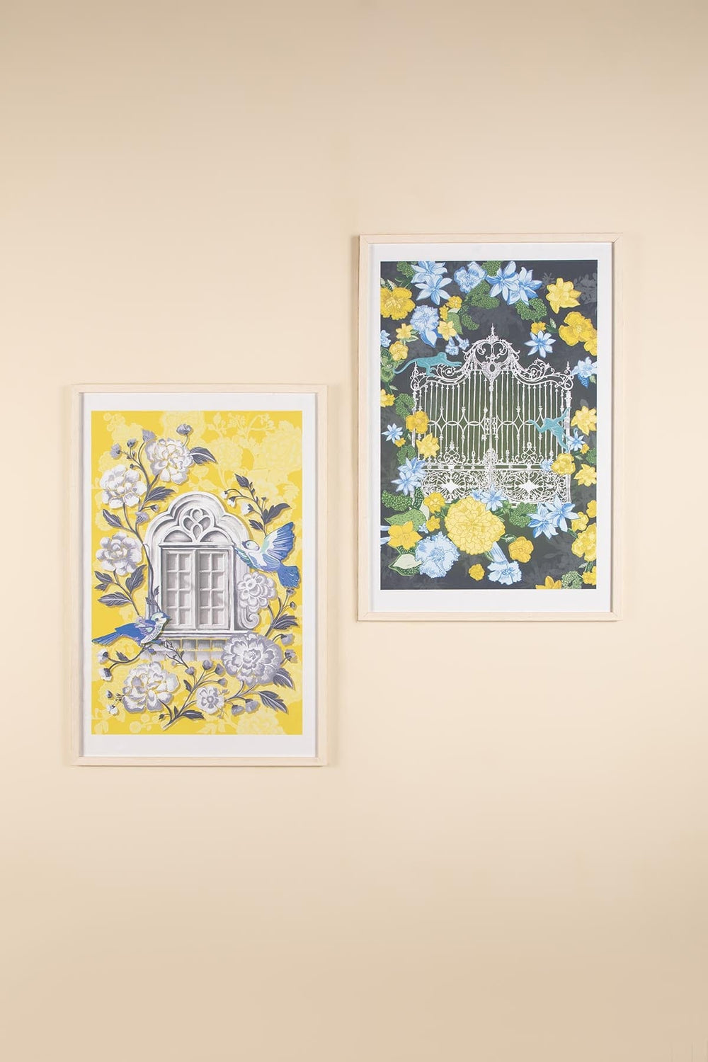 WALL ACCENTS Damask Rose Window View Wall Art (Yellow)