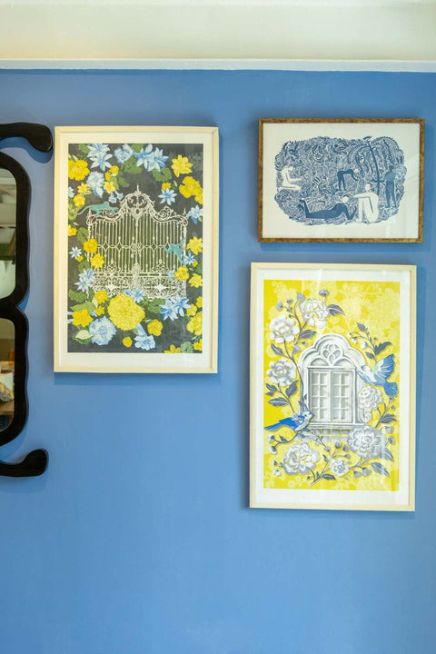WALL ACCENTS Damask Rose Window View Wall Art (Yellow)