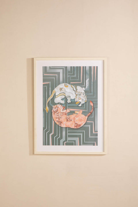 WALL ACCENTS Dance Of The Yalis Wall Art (Slate Grey)