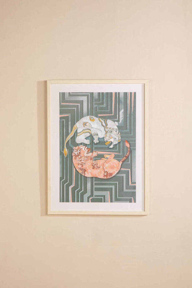 WALL ACCENTS Dance Of The Yalis Wall Art (Slate Grey)