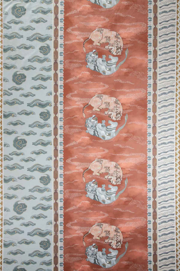 SWATCHES Dance Of The Yalis Rust Printed Upholstery Fabric Swatch