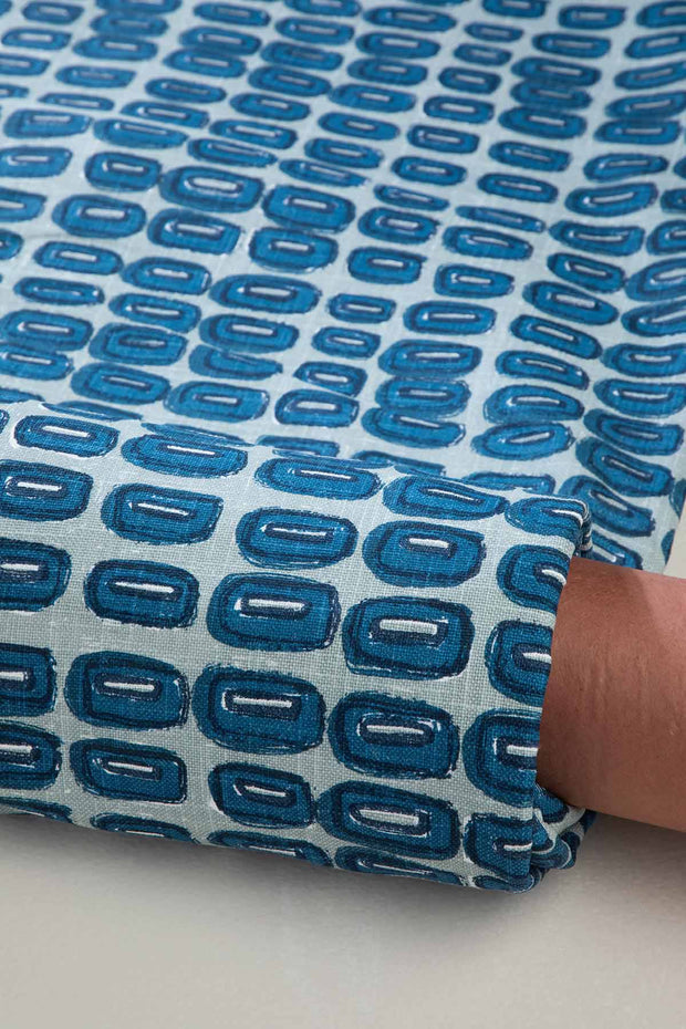 PRINT & PATTERN UPHOLSTERY FABRICS Dash Dash Printed Upholstery Fabric (City Blue)