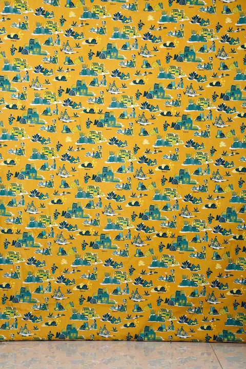 PRINT & PATTERN COTTON FABRICS Days Without End Cotton Fabric And Curtains (Yellow)