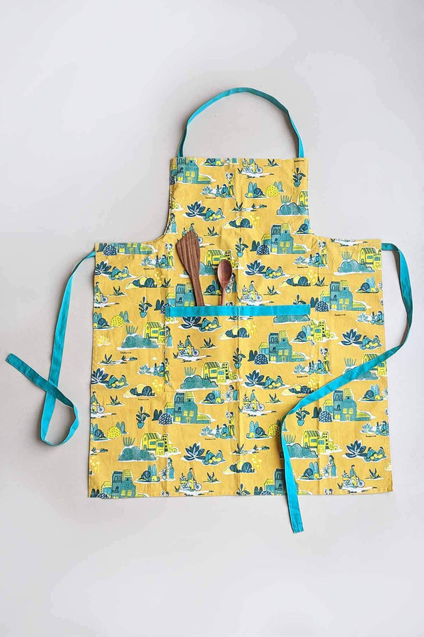 KITCHEN LINEN Days Without End Yellow Cooking Apron