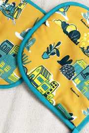 KITCHEN LINEN Days Without End Yellow Pot Holder (Set Of 2)