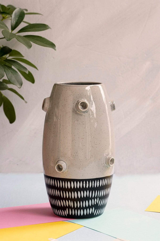 FLOWER VASES Dhoro Ceramic Vase (Black And White Speckle)