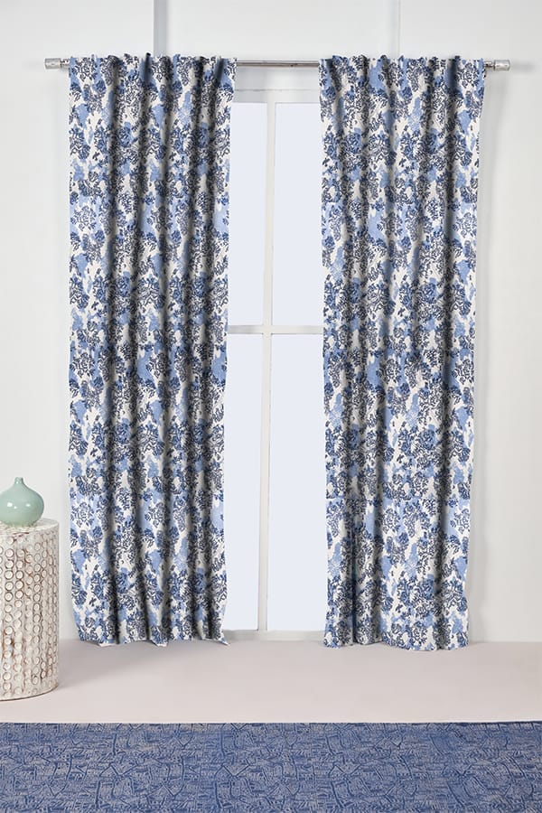 PRINT & PATTERN HEAVY FABRICS Divi Divi Printed Heavy Fabric And Curtains (Sky Blue)