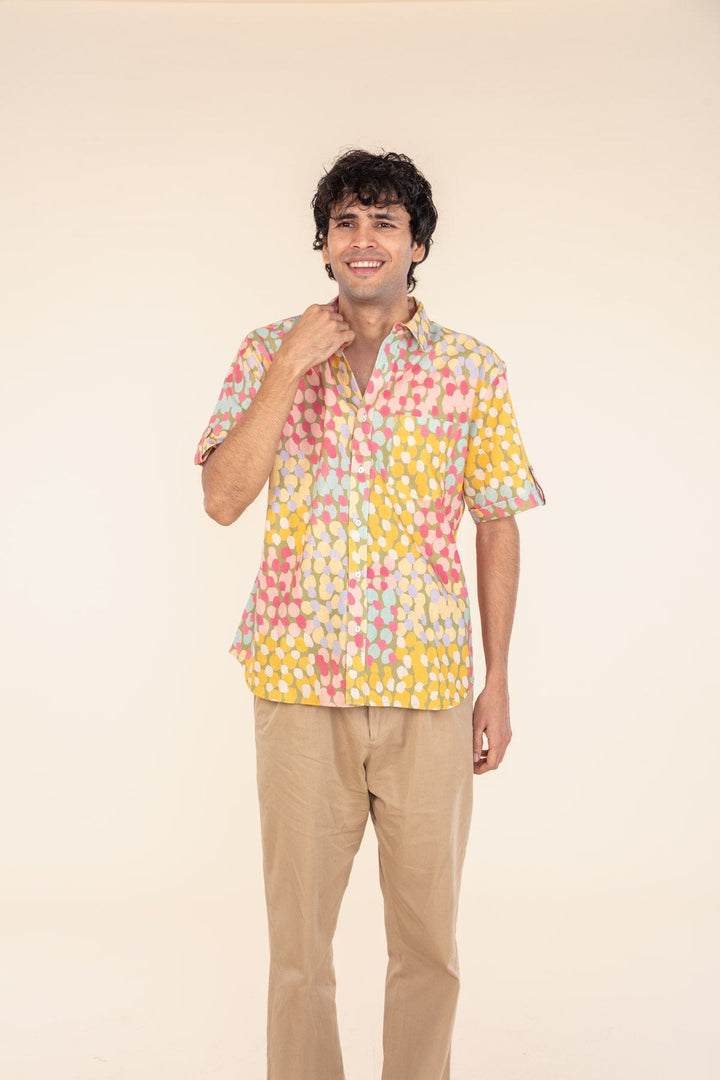 SHIRTS Doozy Dots Printed Shirt (Yellow Side Up)
