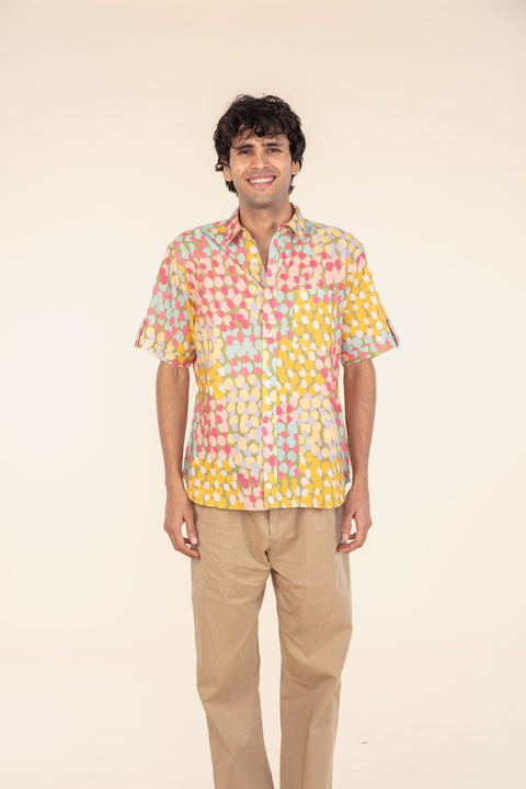 SHIRTS Doozy Dots Printed Shirt (Yellow Side Up)
