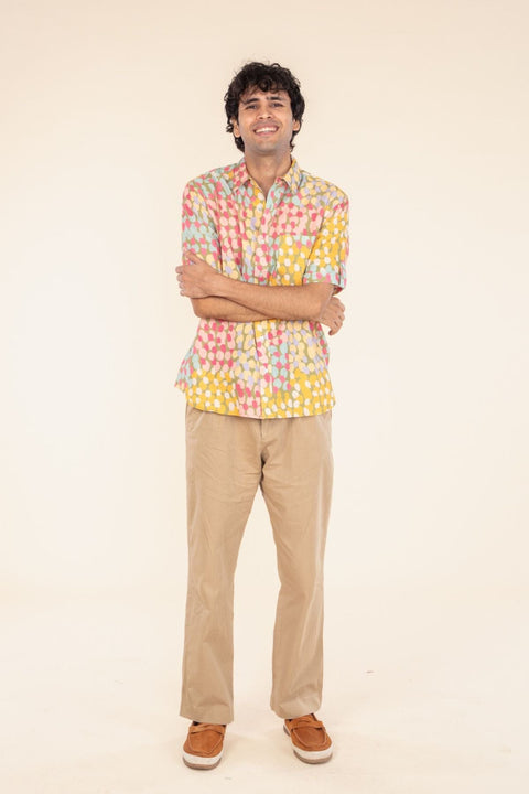 SHIRTS Doozy Dots Printed Shirt (Yellow Side Up)