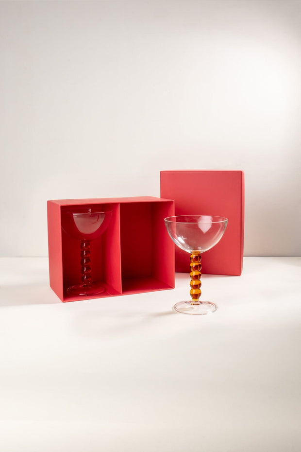 DRINKING GLASSES Doozy Dots Amber Wine Glass (Set Of 2)