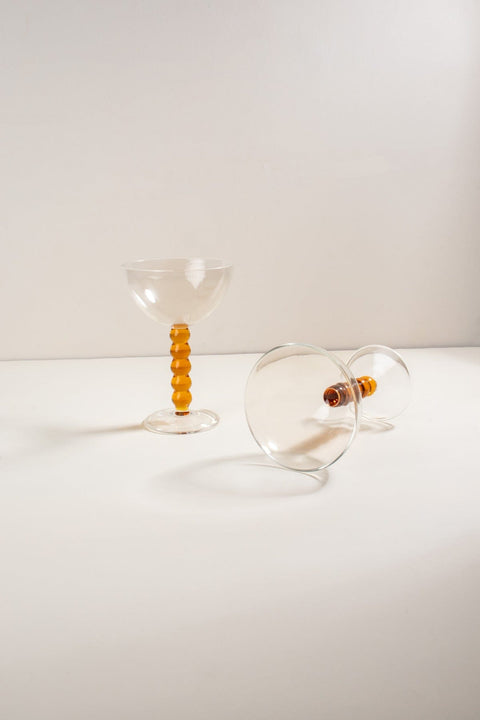 DRINKING GLASSES Doozy Dots Amber Wine Glass (Set Of 2)