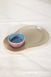 SERVING PLATTERS Double Happiness Ceramic Platter With Dip Bowl