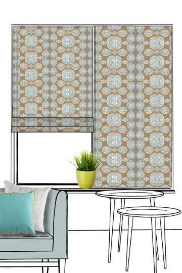 WINDOW BLINDS Dve Grey/Amber Window Blinds In Cotton Fabric